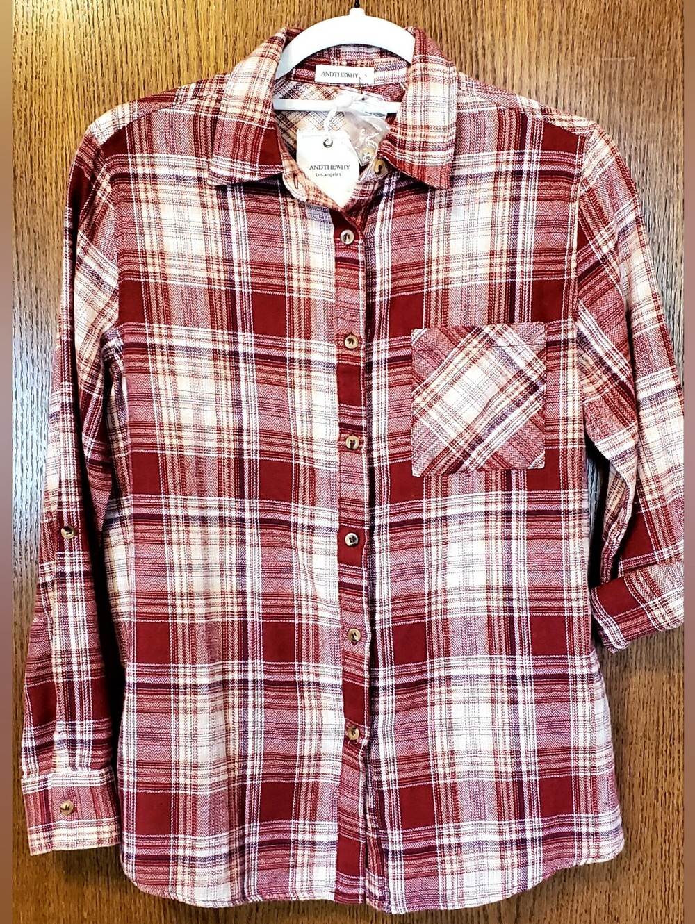 Women's NWT Red/white/blue/yellow Plaid Button-Up Soft Flannel Shirt Size Small